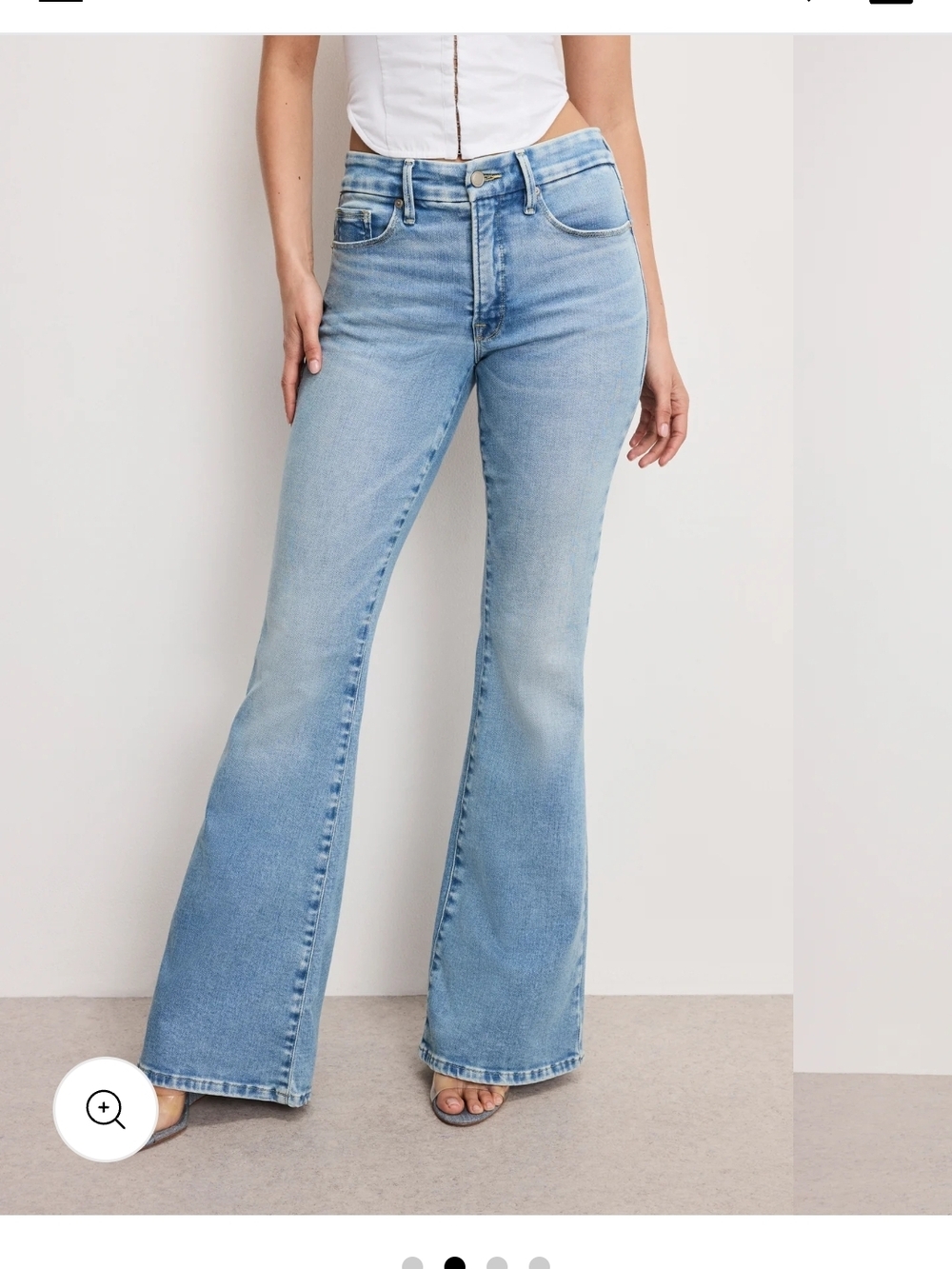 Good American Light Blue High-Rise Flare Jeans - Size 14 - Short Length